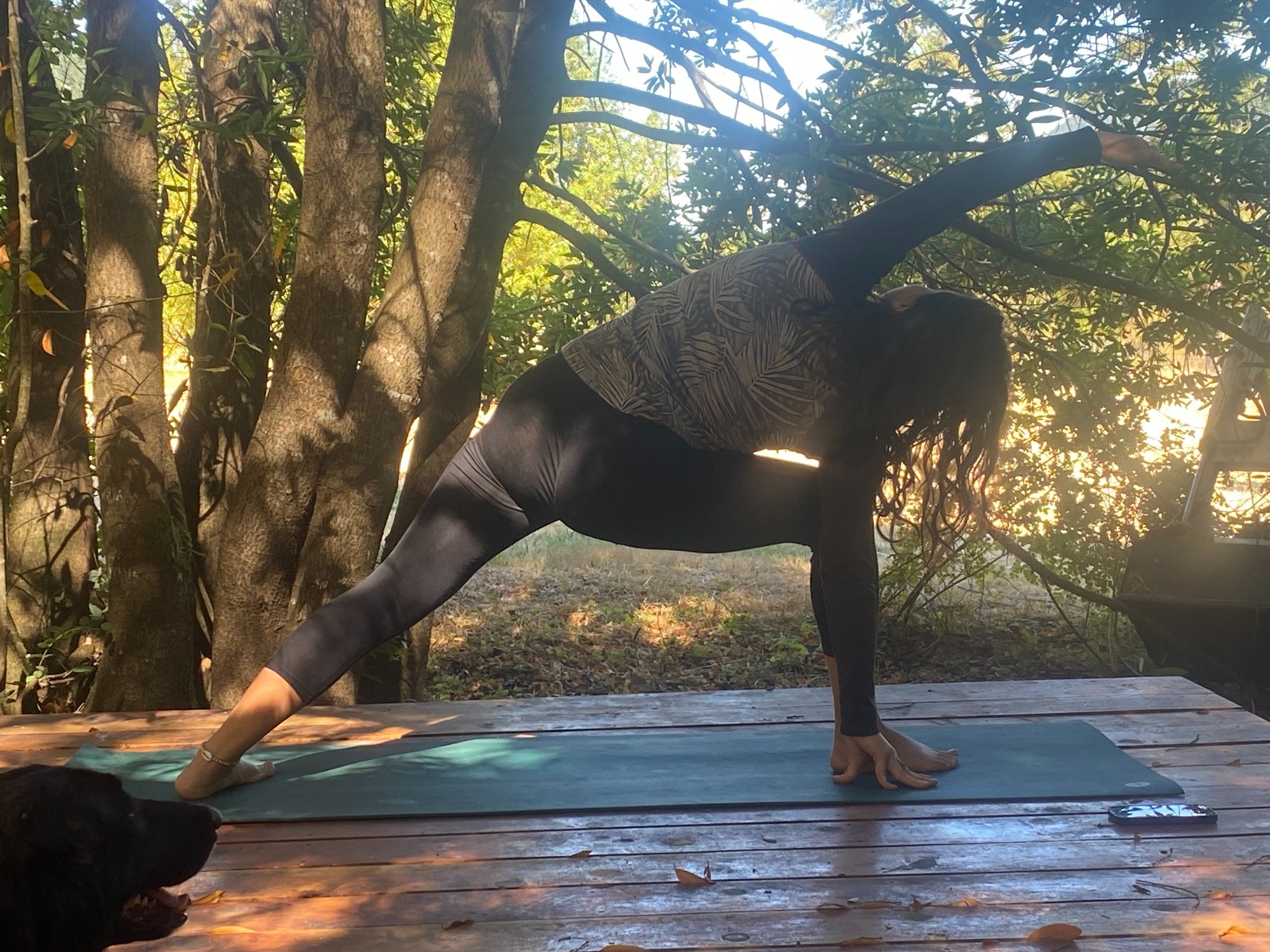 Yoga practice outdoors on the farm